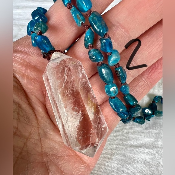 MANIFEST Apatite + DT Quartz Mala Necklace Pendant - Picture 4 of 8